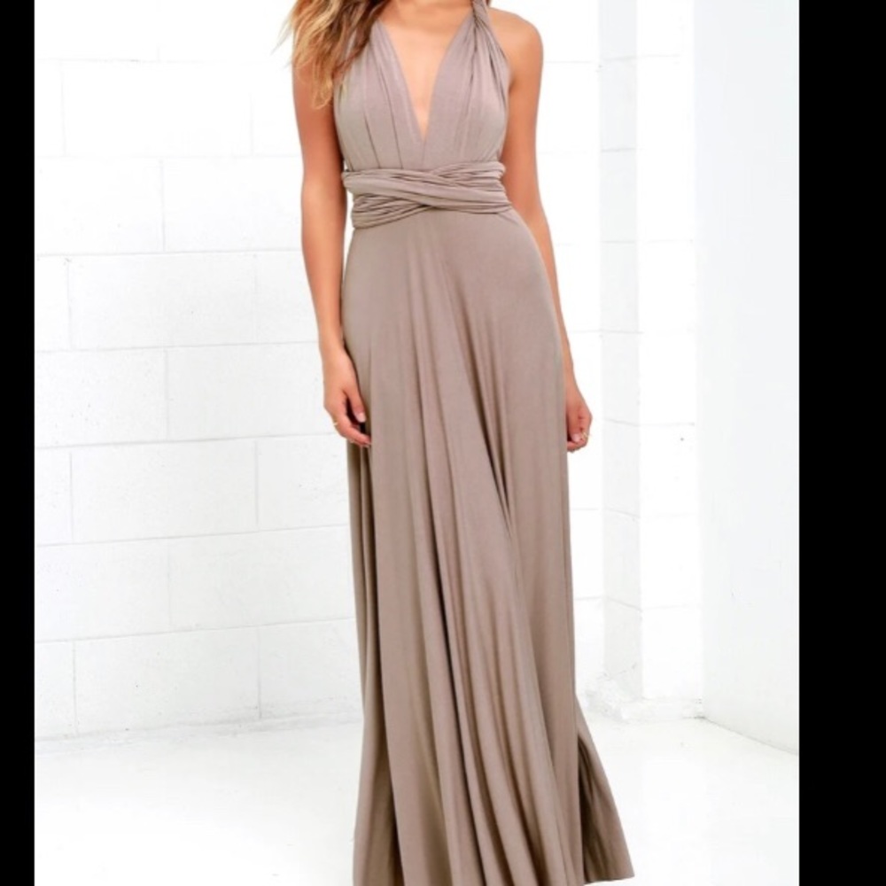LULUS taupe tricks of the trade dress